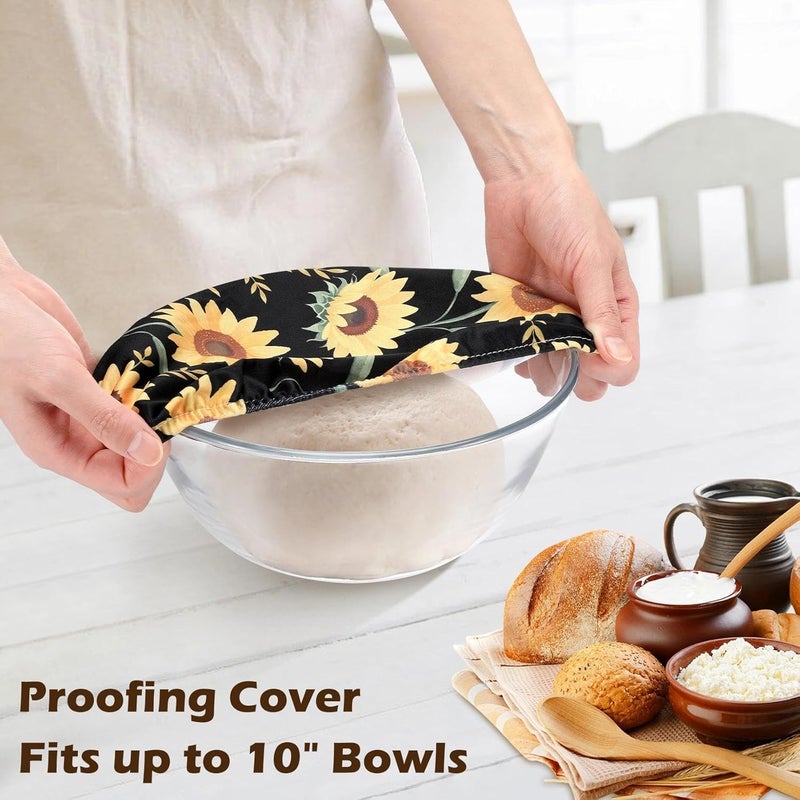Revahope 2 Pack Reusable Bread Bags for Homemade Bread, 17"×13" Sourdough Bread Storage Bags with Bowl Cover - Keep Loaf Fresh and Easy to Wash(Sunflowers) - Image 5